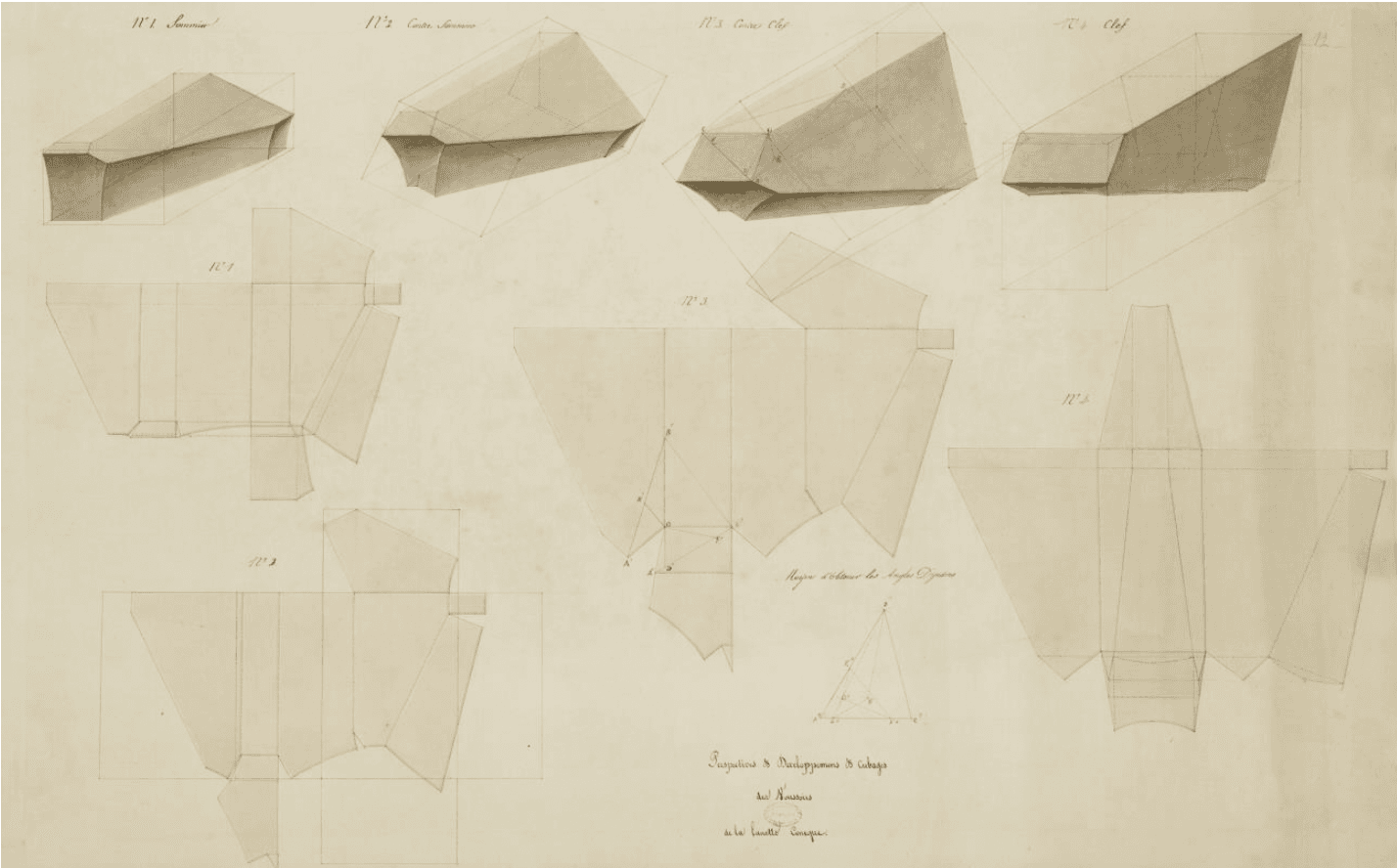 "Perspectives et Développements et Cubages des Voussoirs ..." entry for the 1824 Course of Masonry by Étienne-Théodore.